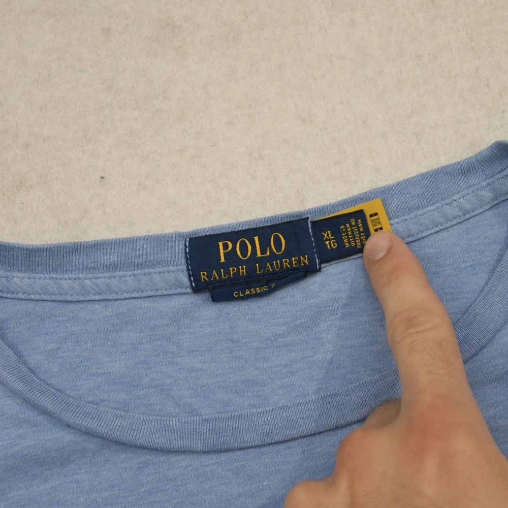 Polo Ralph Lauren T-Shirt Mens XL Classic Fit Light Blue Heathered Short Sleeve